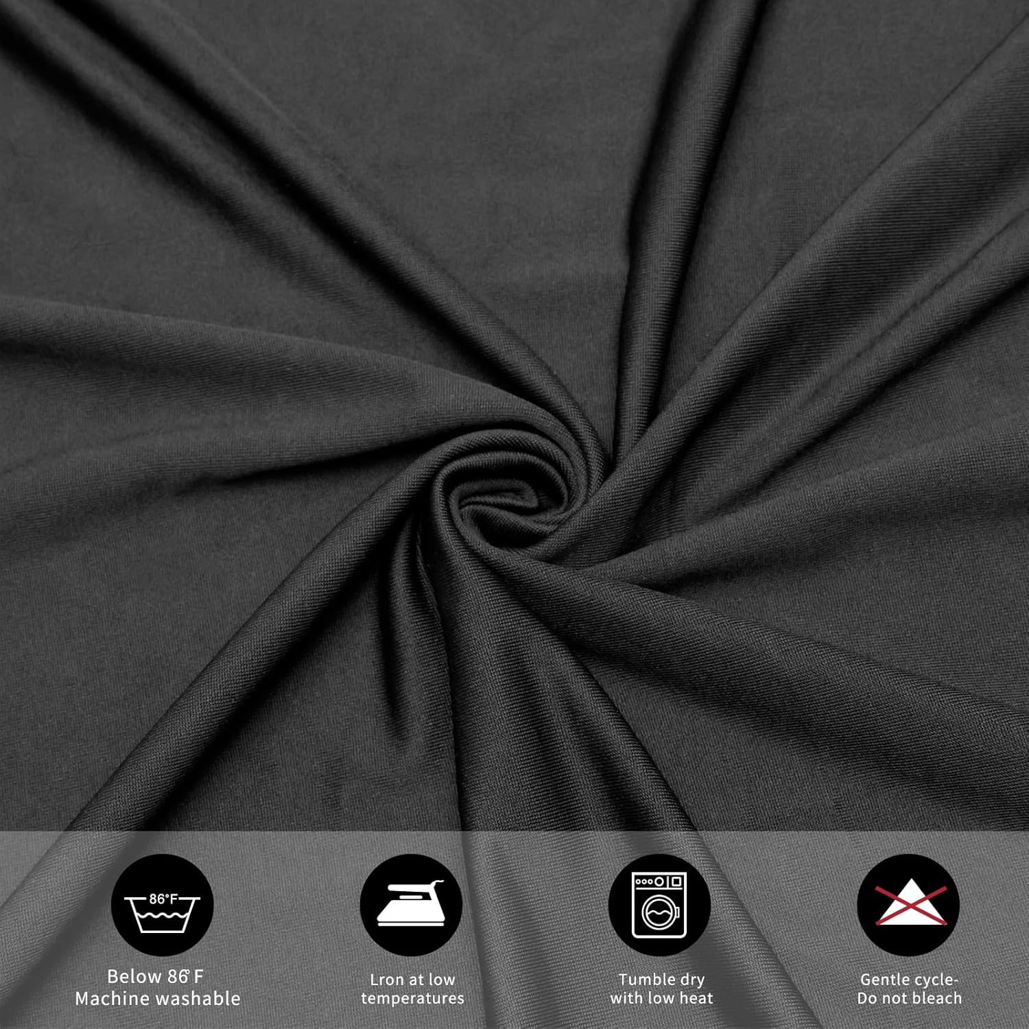 Black Spandex Tablecloth for Rectangle Table 6ft, Table Skirt for Folding Table, Table Cover for Party, Show, Wedding and Birthday