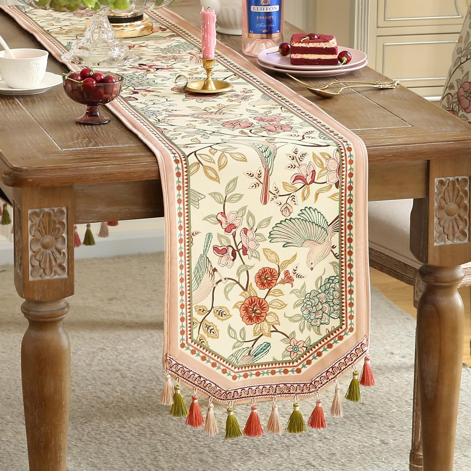 Velvet French Table Runner Farmhouse for Home Kitchen Dining Decor Parties Family Dinners Wedding 12"*63"