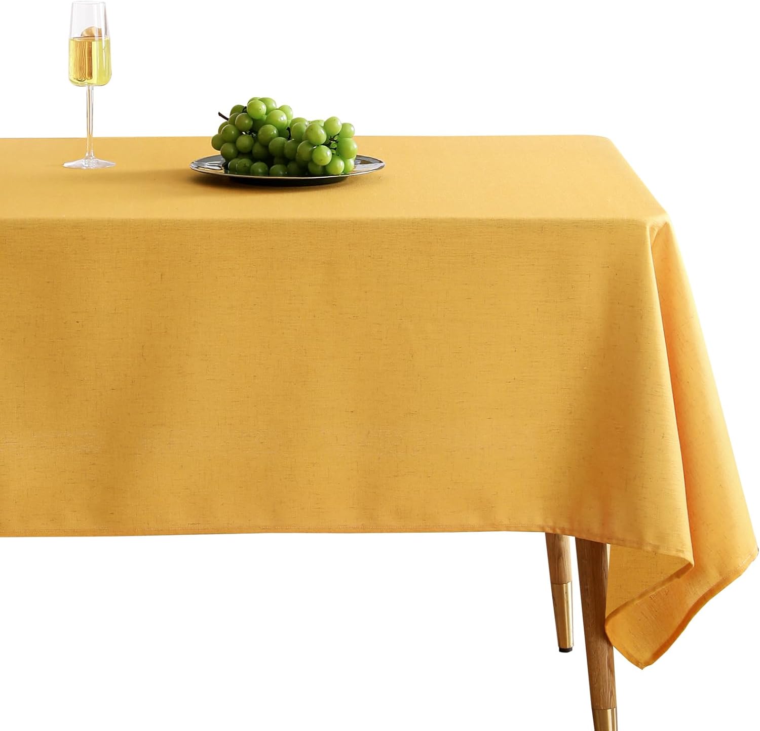 Yellow Tablecloth for Rectangle Tables,Linen Table Cloth Solid Color Plain Simplicity,Heavy Durable Table Cover for Dining Kitchen Decor Party Banquet,63"*94"
