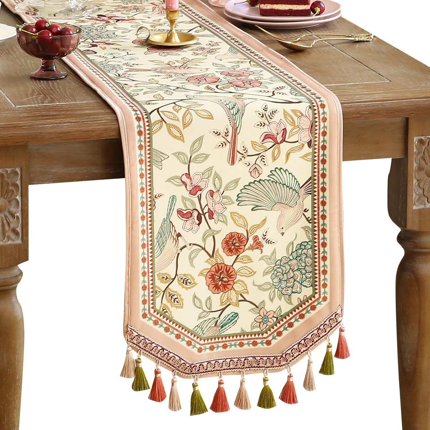 Velvet French Table Runner Farmhouse for Home Kitchen Dining Decor Parties Family Dinners Wedding 12"*63"