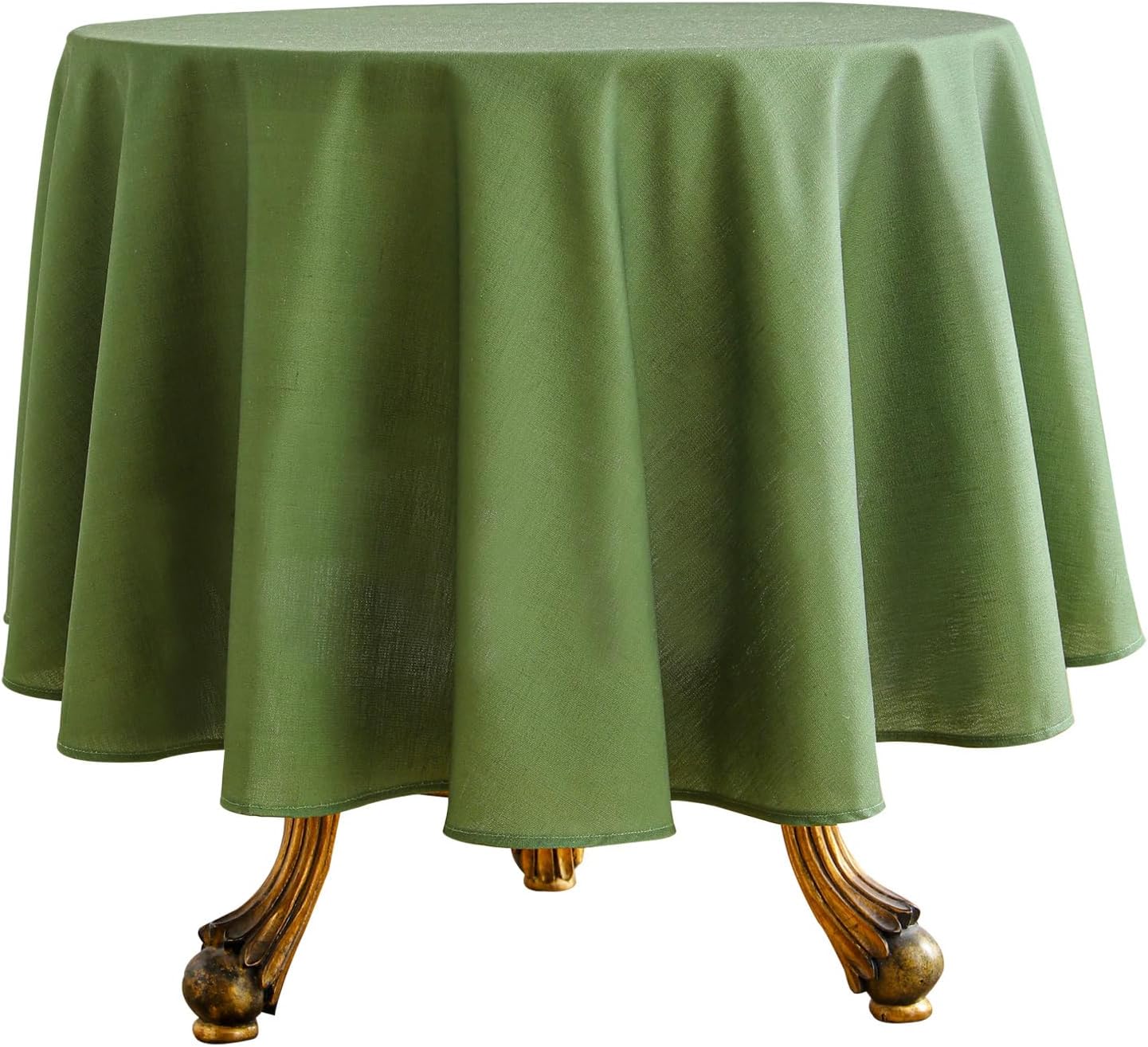 Green Tablecloth for Round Tables,Linen Table Cloth Solid Color Plain Simplicity,Heavy Durable Table Cover for Dining Kitchen Decor Party Banquet, Diameter 67"