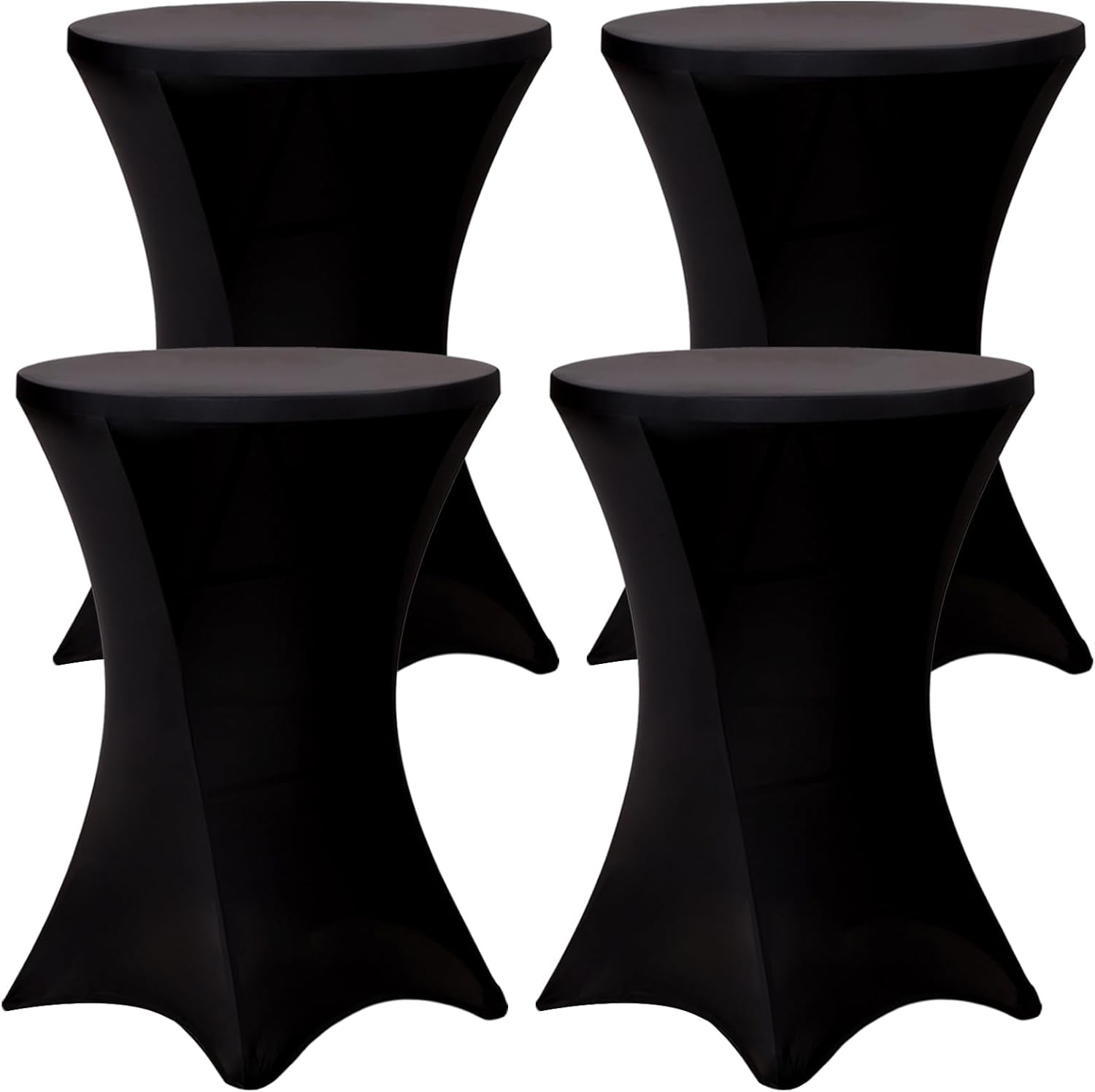 4 Pack Spandex Cocktail Table Covers, 32x43 Inch Black Fitted Stretch Highboy Round Cover Table Cloth for Party, Bar, Pub, Wedding, Banquet