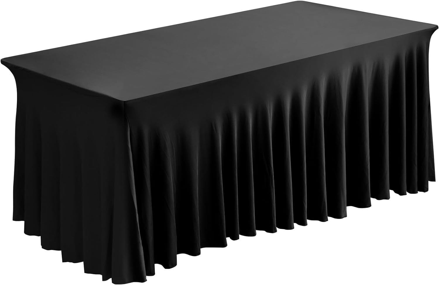 Black Spandex Tablecloth for Rectangle Table 6ft, Table Skirt for Folding Table, Table Cover for Party, Show, Wedding and Birthday