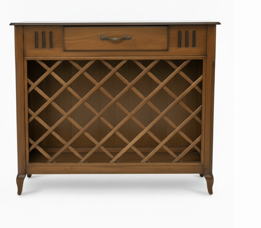Mid-Century Modern Lattice Wine Rack Buffet