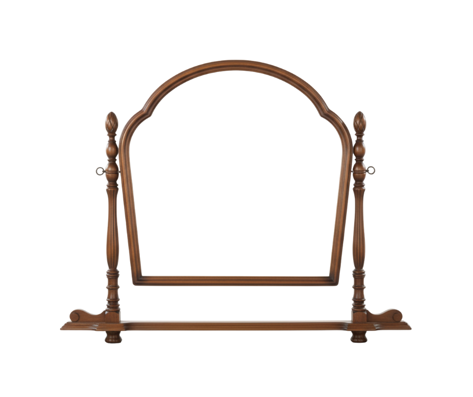 Antique Federal Style Mahogany Tabletop Cheval Mirror with Pineapple Finials