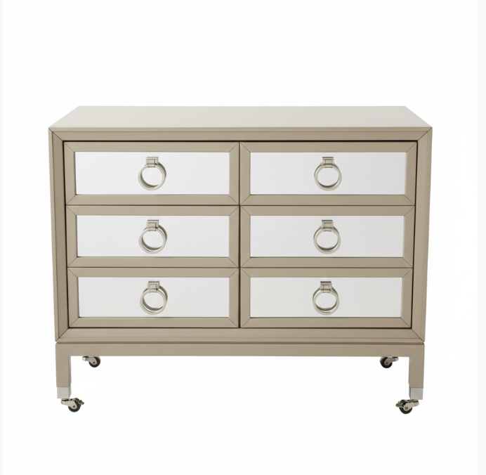 Hollywood Regency 6-Drawer Mirrored Chest