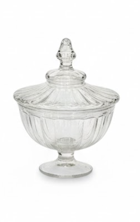 Vintage Fluted Glass Compote Vase