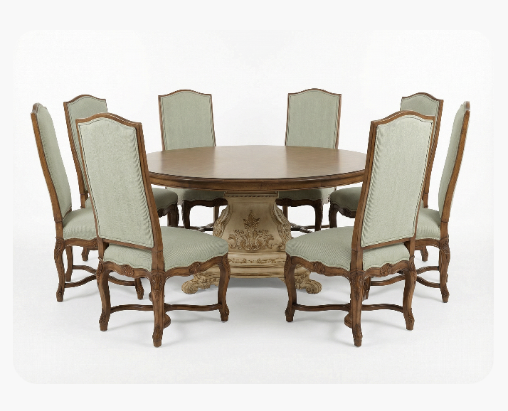 Dining Set of 8 chairs from The Versailles Grand Pedestal Collection