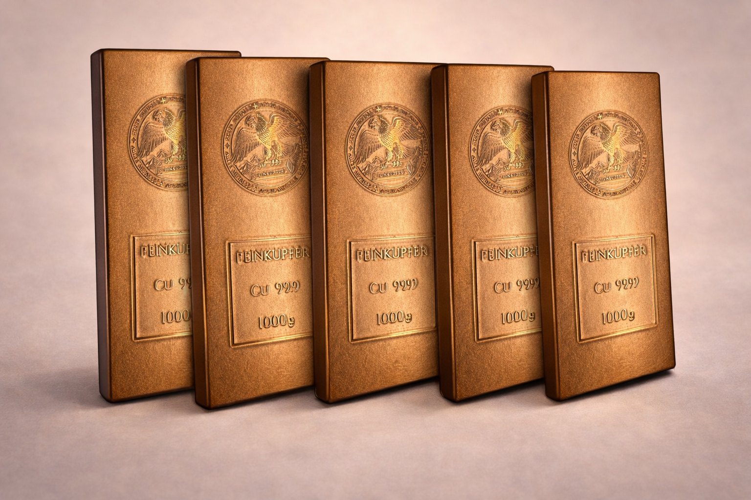 TOP NEUHEIT! Kupferbarren Set -5 kg (5000g) - Muster C – Oberflächenfinish Satin
