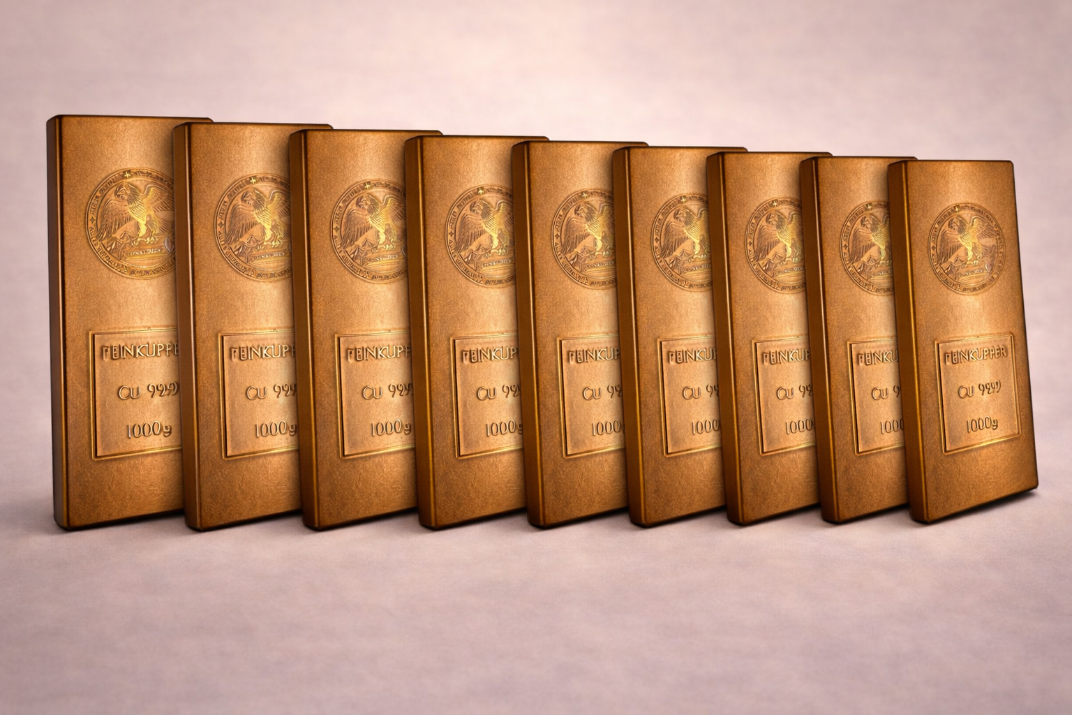 TOP NEUHEIT! Kupferbarren Set -10 kg (10000g) - Muster C – Oberflächenfinish Satin