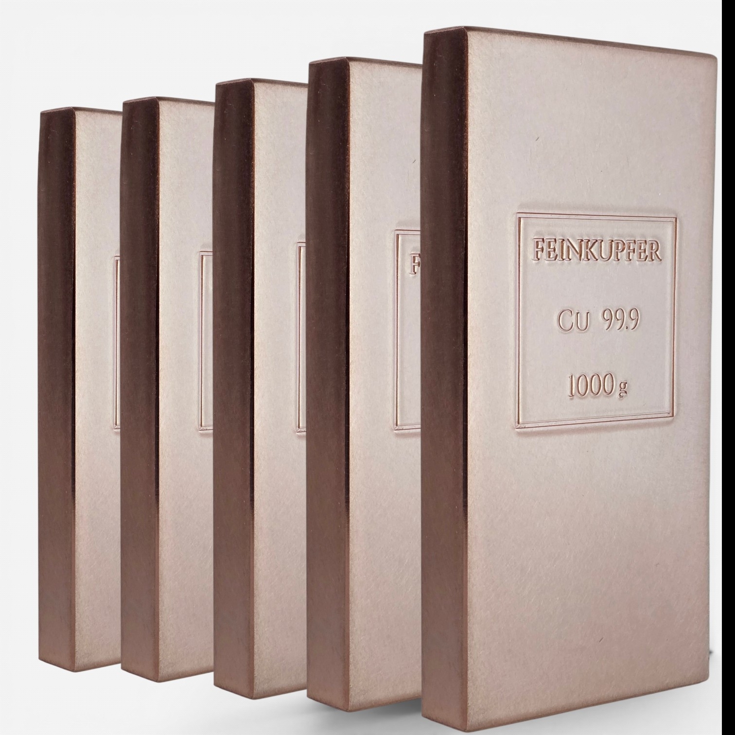 Kupferbarren Set 5 kg (5000g) - Modell A1 - Oberflächenfinish: Satin