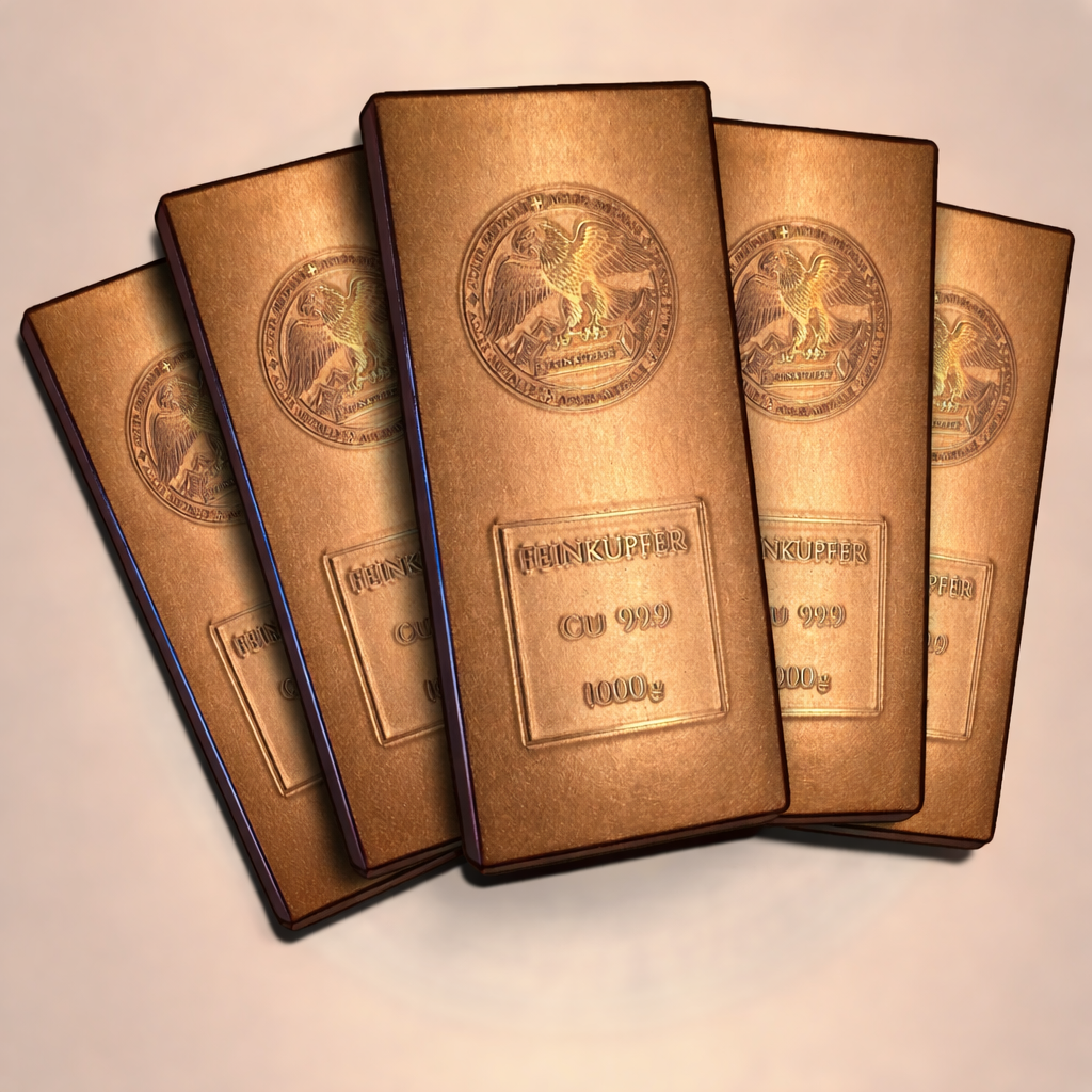 TOP NEUHEIT! Kupferbarren Set -5 kg (5000g) - Muster C – Oberflächenfinish Satin