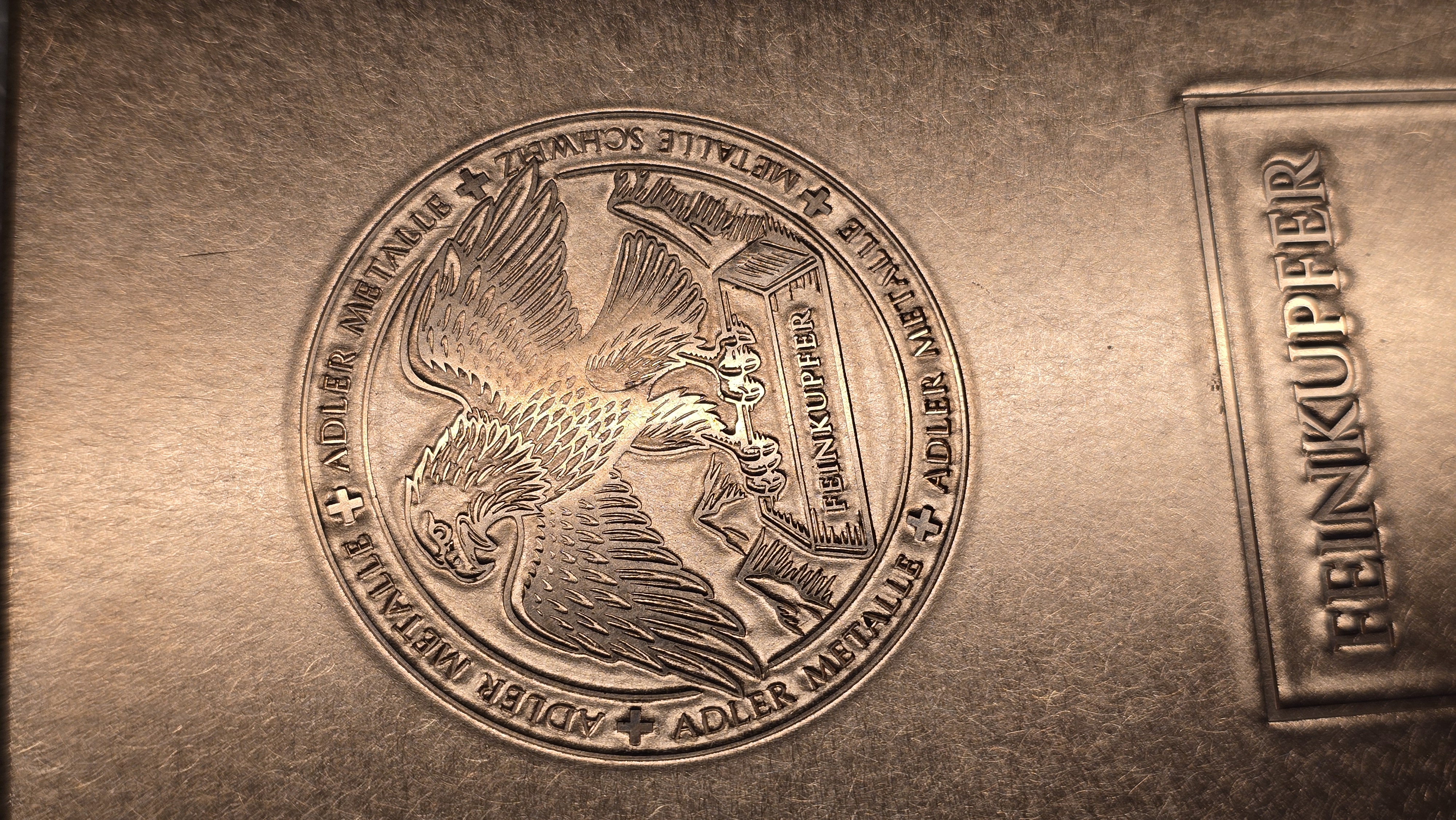 TOP NEUHEIT! Kupferbarren 1 kg (1000g) - Muster C – Oberflächenfinish Satin