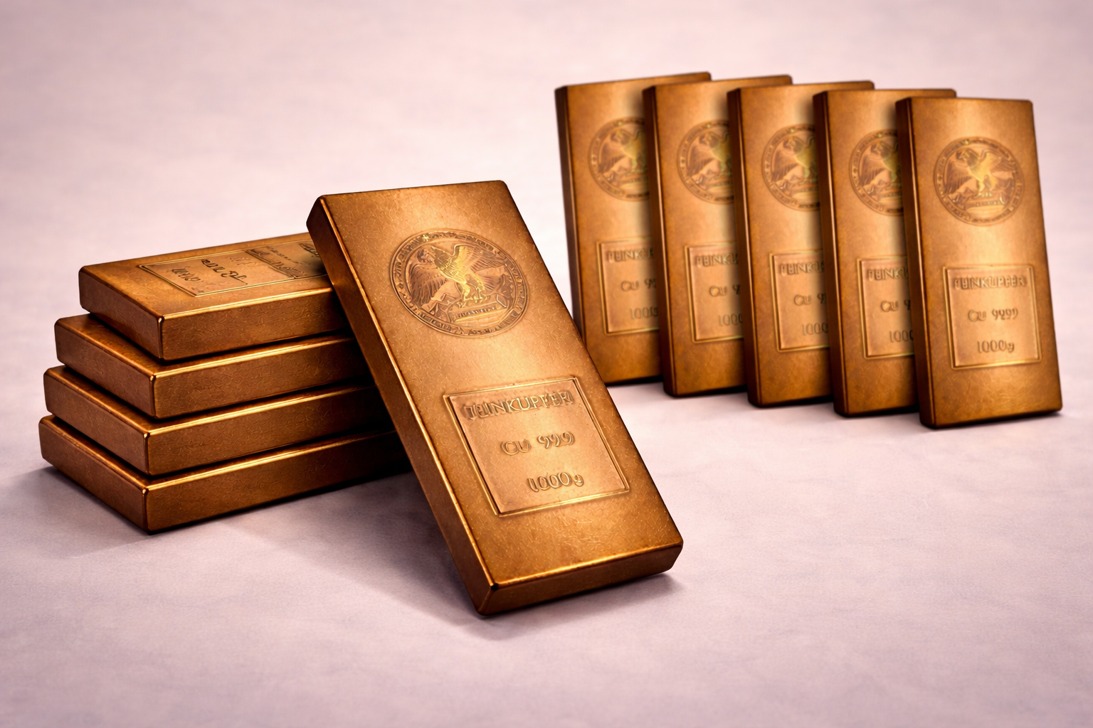 TOP NEUHEIT! Kupferbarren Set -10 kg (10000g) - Muster C – Oberflächenfinish Satin