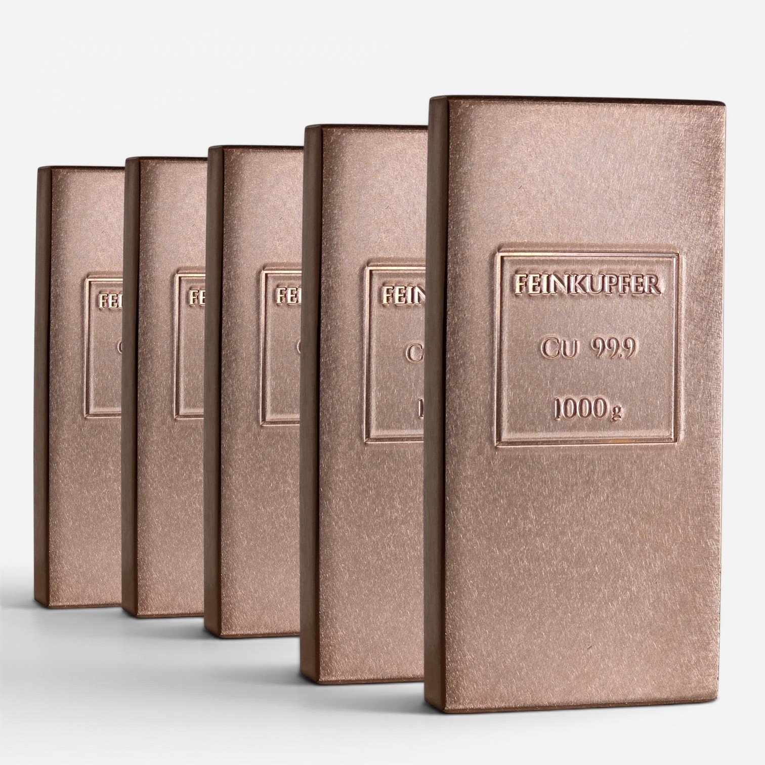 Kupferbarren Set 5 kg (5000g) - Modell A1 - Oberflächenfinish: Satin