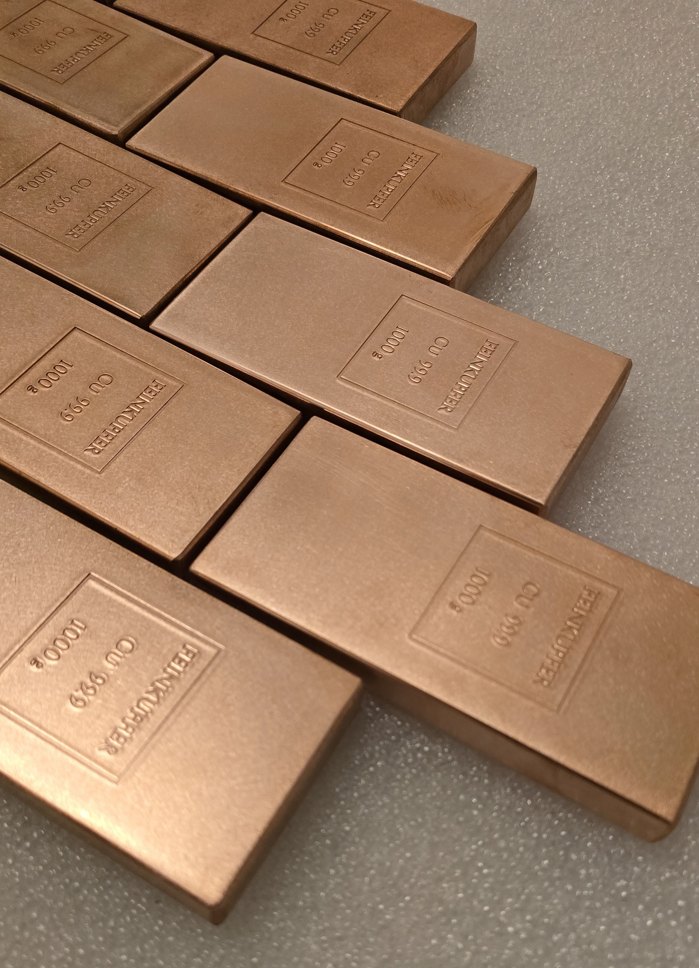 Set aus 10 Kupferbarren - Satin – 10 × 1 kg (insgesamt 10 kg)