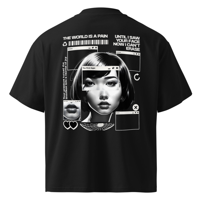 Unisex organic oversized high neck t-shirt | Pain