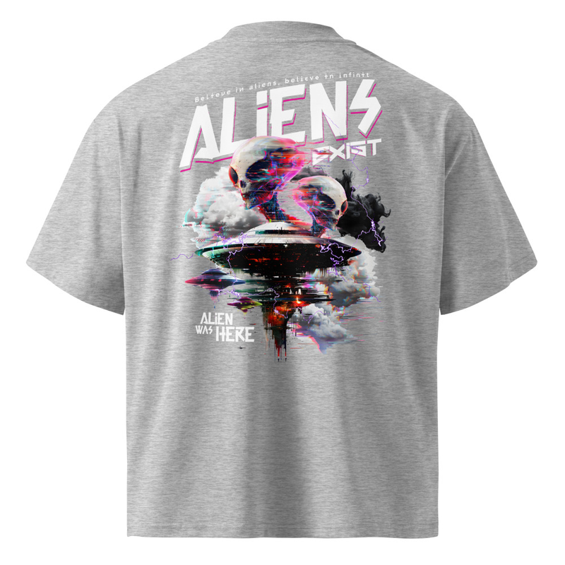 Unisex organic oversized high neck t-shirt | Aliens Exist