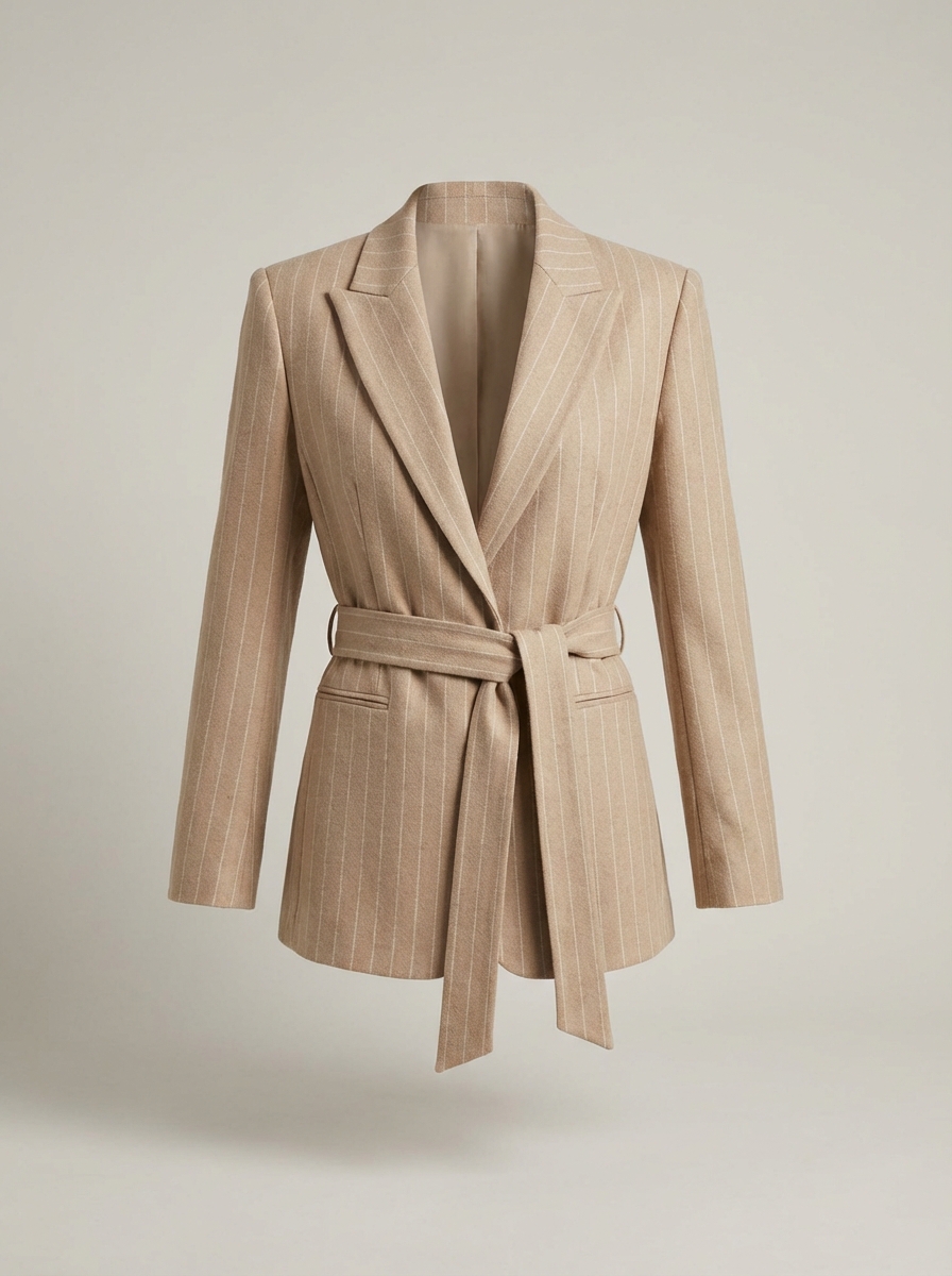 Blazer Feminino Bege com Faixa
