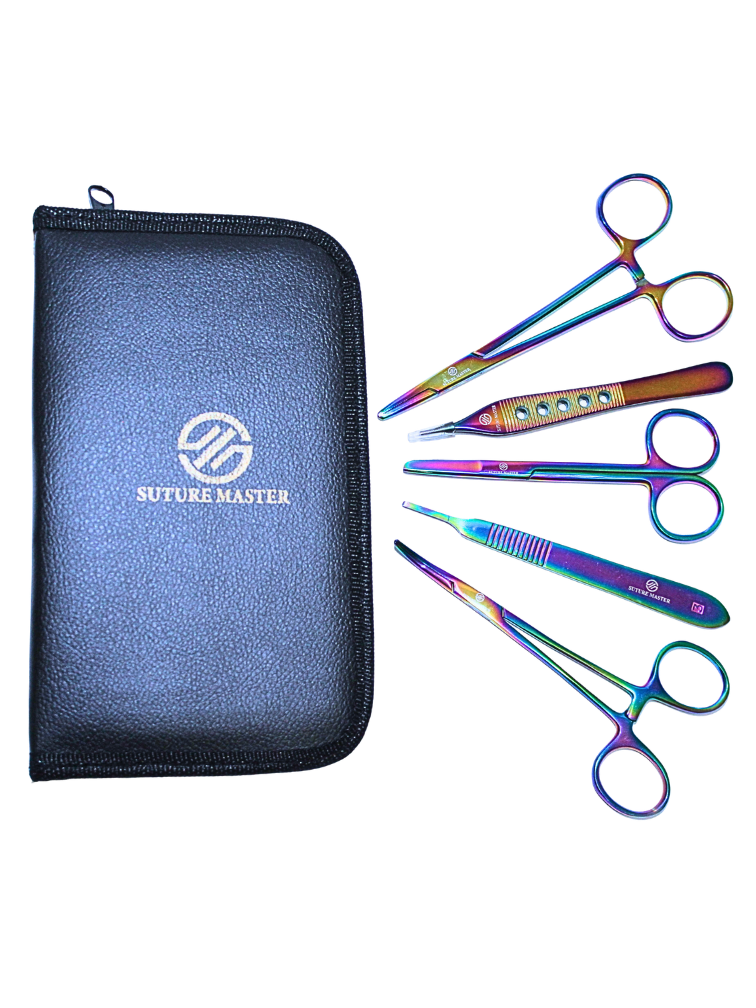 Suture Master™ Deluxe Suturing Instruments Kit – Signature Rainbow Titanium Coated