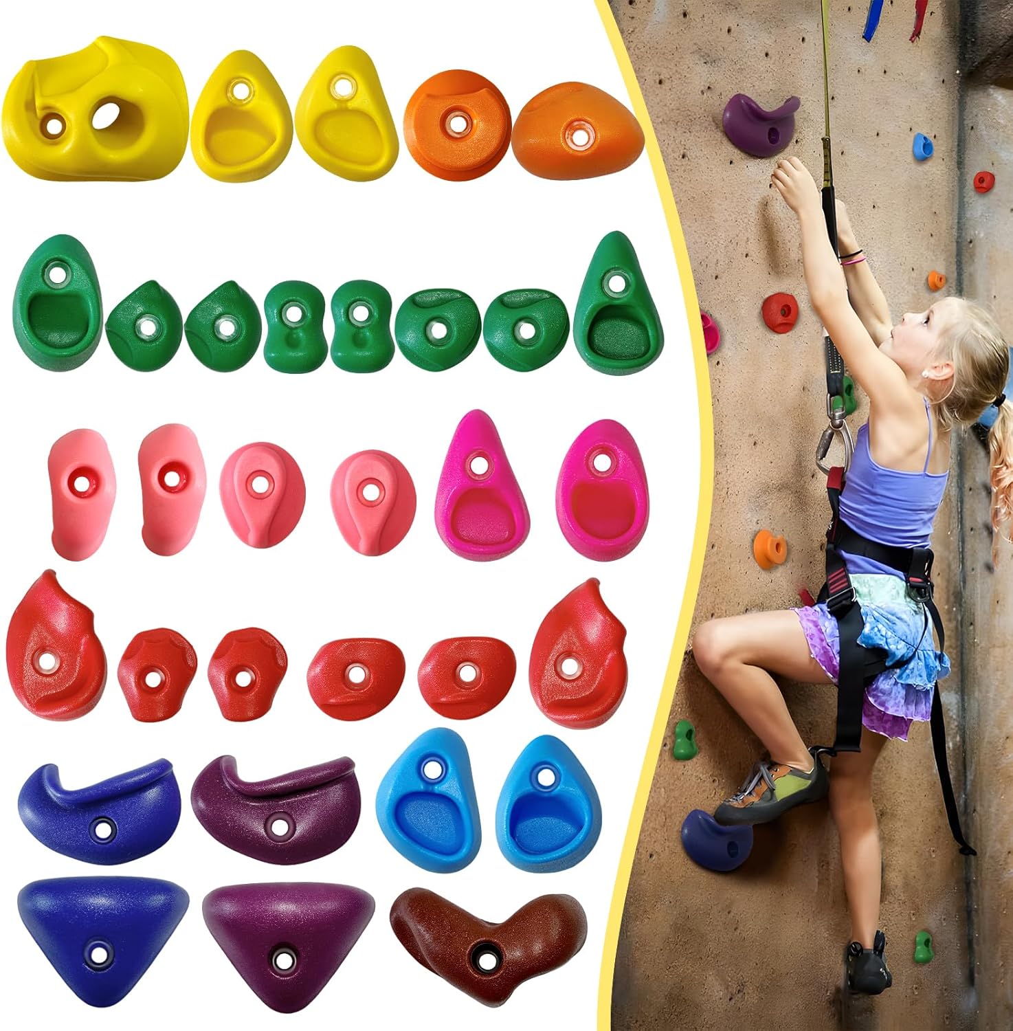 Colorful Climbing Holds Set