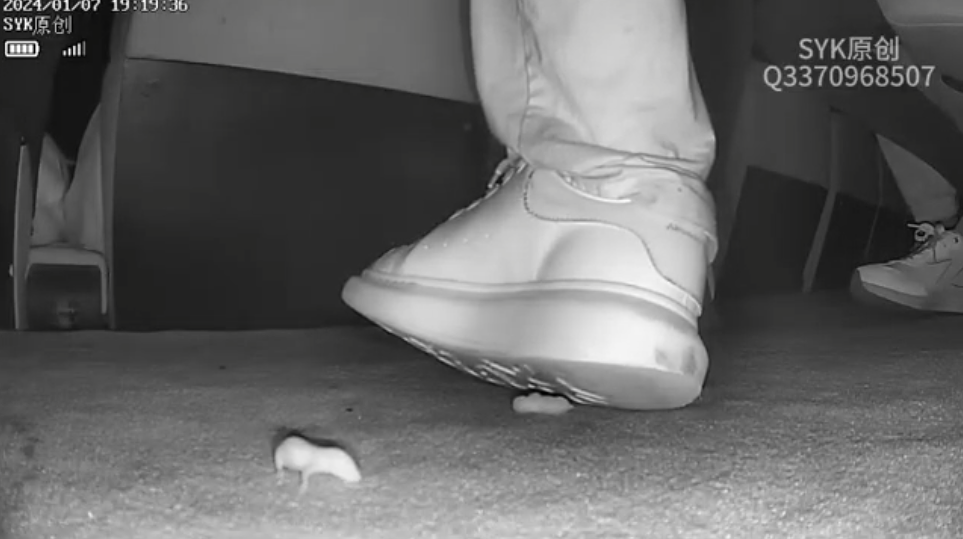 Beautiful women crush pinkie in sneakers