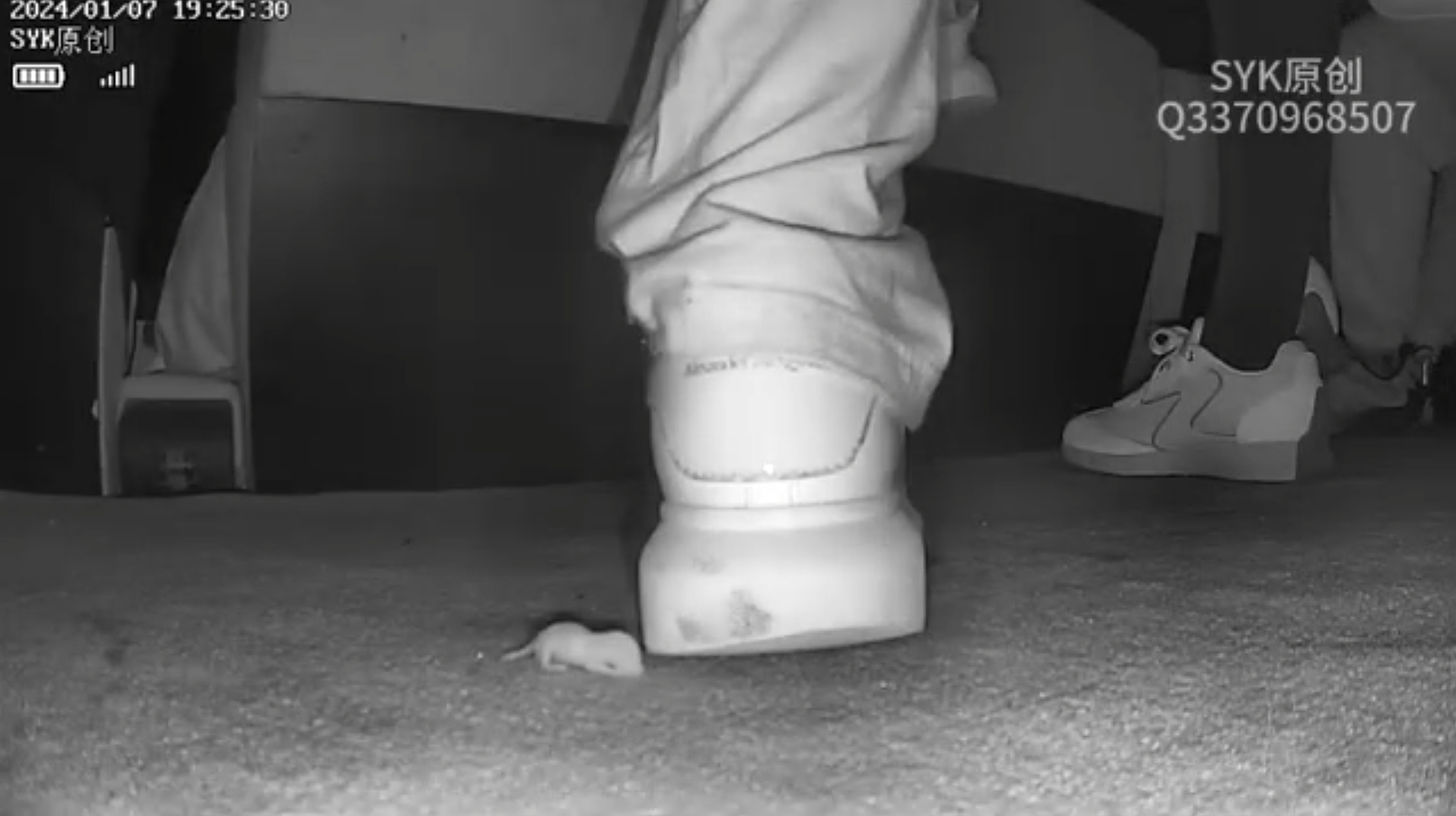 Beautiful women crush pinkie in sneakers