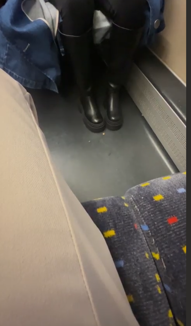  Beautiful woman crush snail with plattform  boots