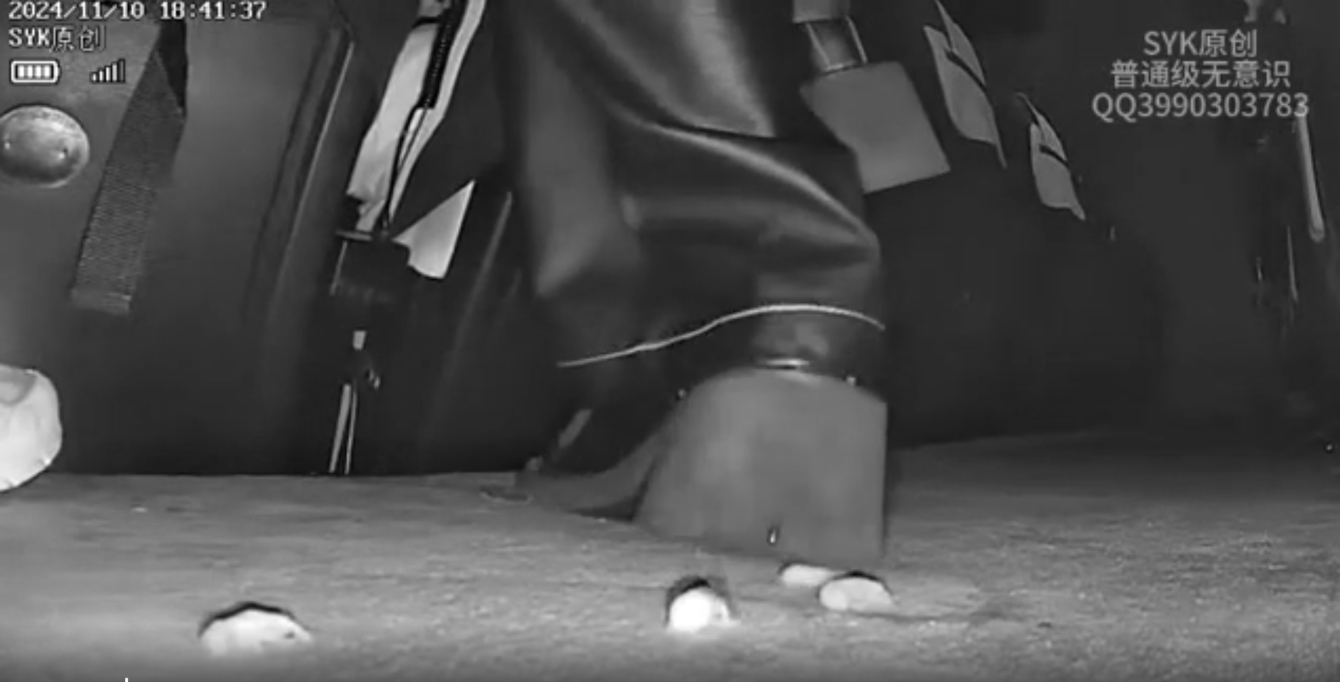 Beautiful Woman with leatherpants and  boots pinkie crush