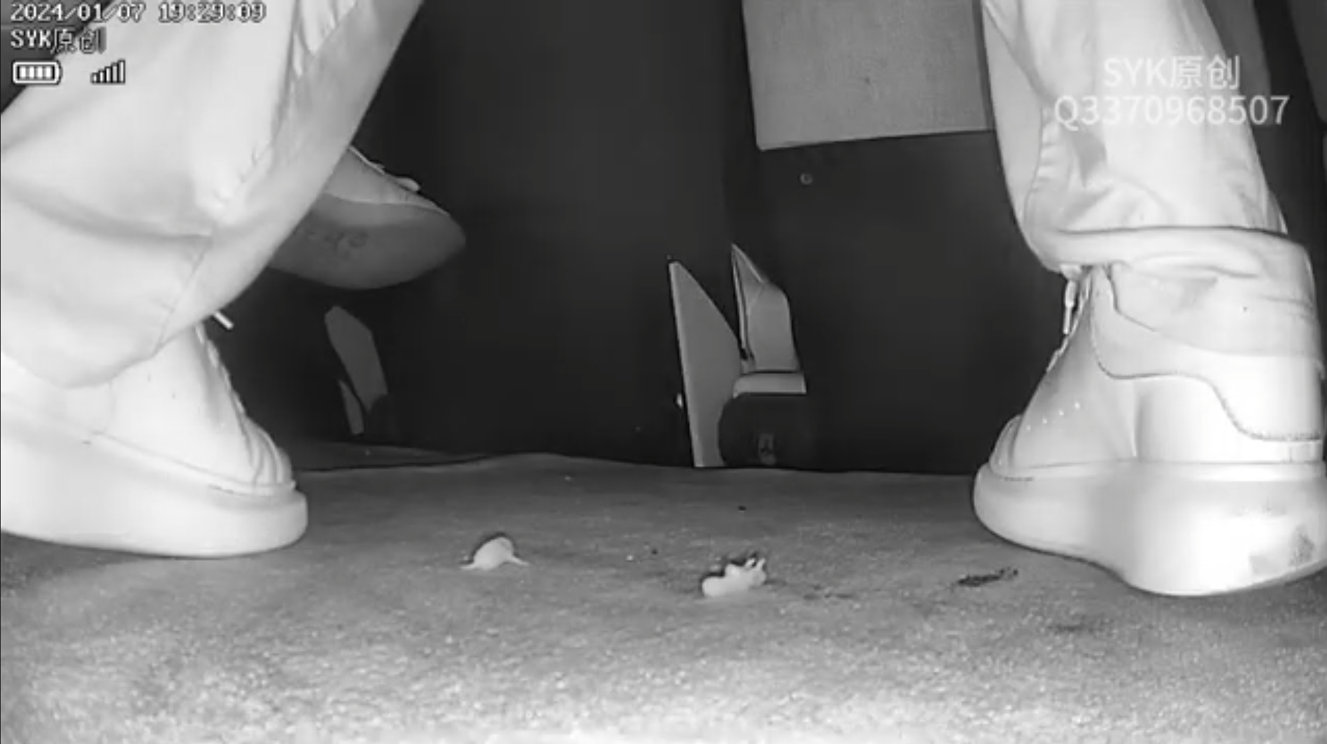 Beautiful women crush pinkie in sneakers