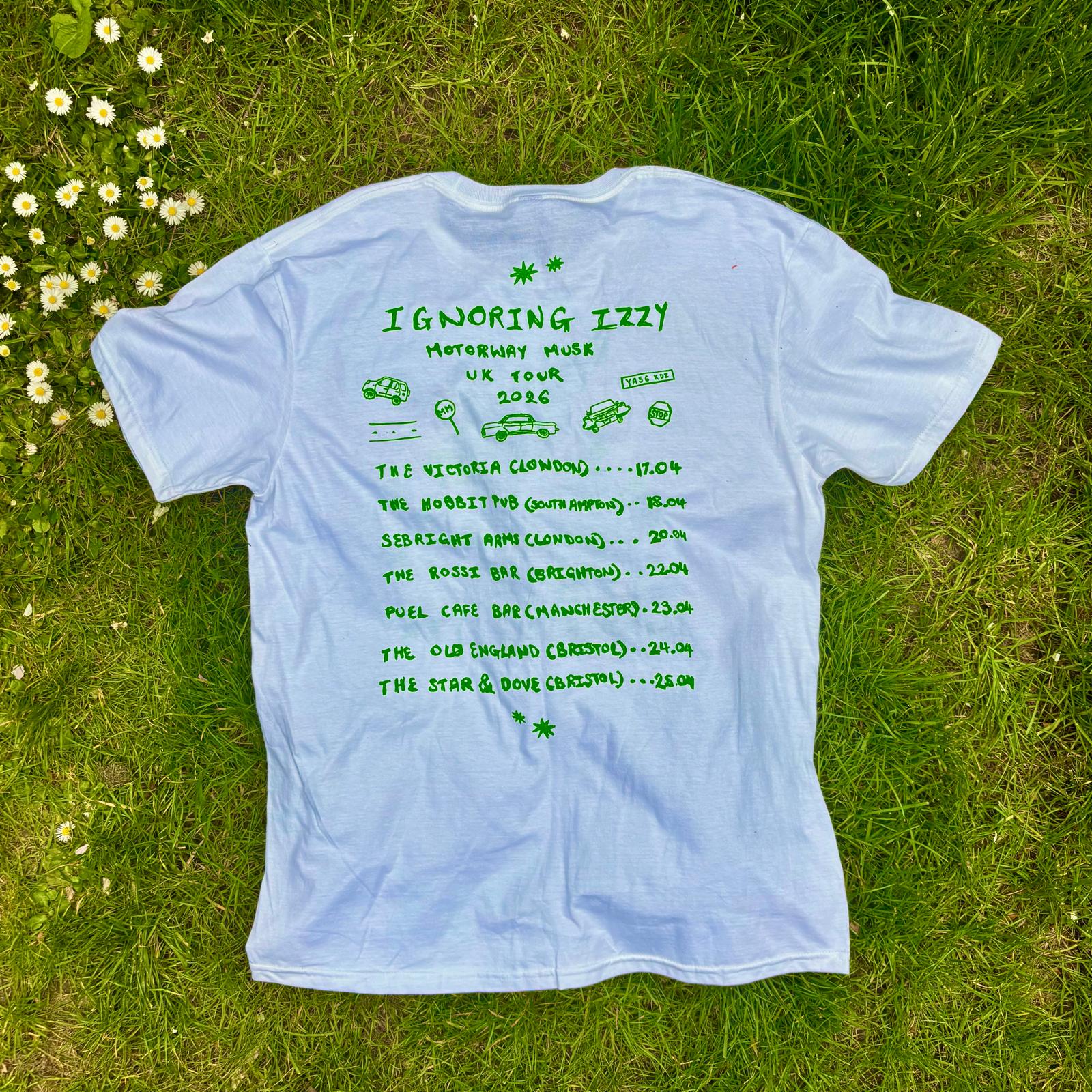 Motorway Musk Tour T-Shirt in Daikon White and green