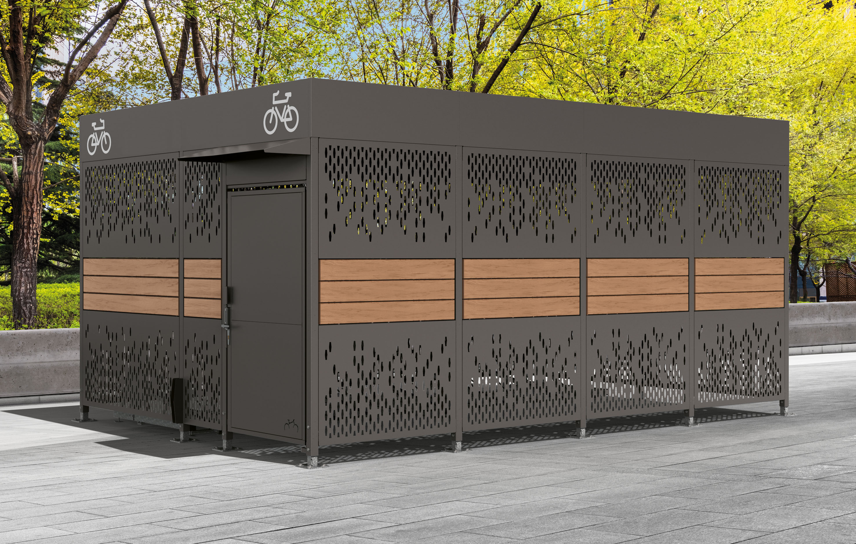 Aparcamiento Horizonte acero y madera