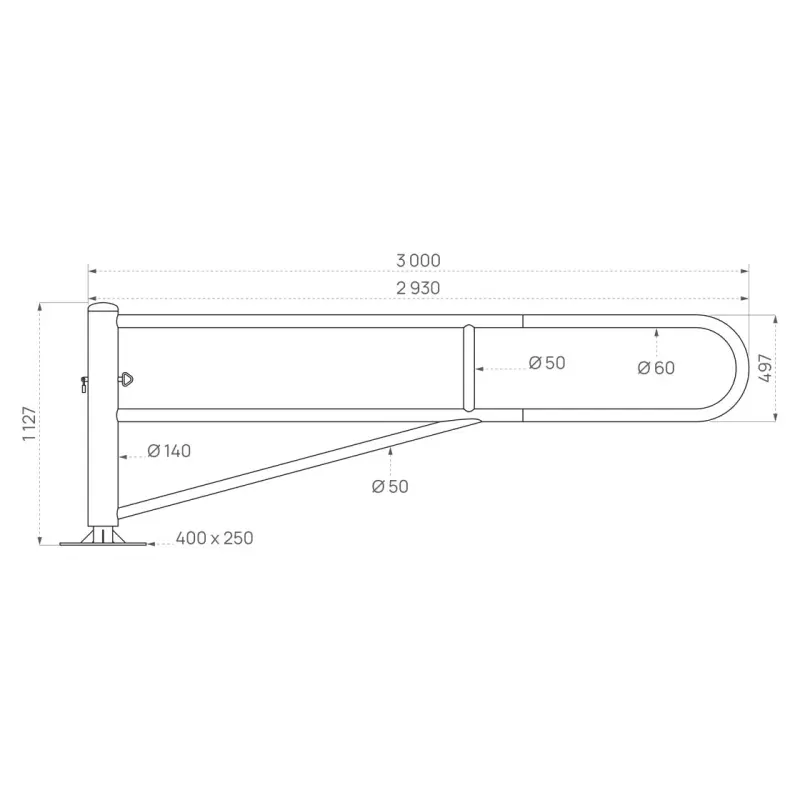 Barrera giratoria longitud 3 metros