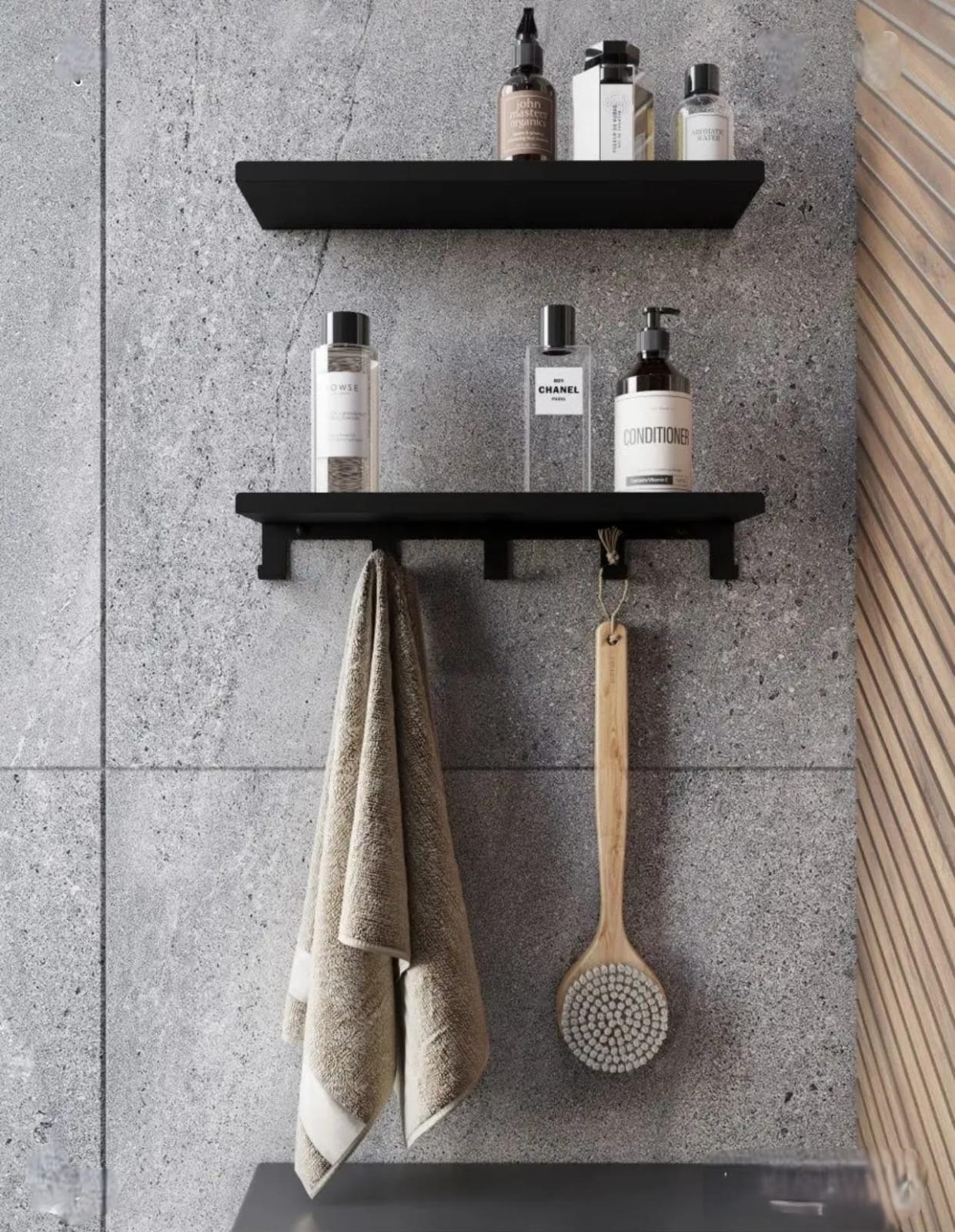 Sera 2-piece shelving set with multiple storage spaces - Black