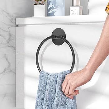 Ring towel holder Stainless steel - Black