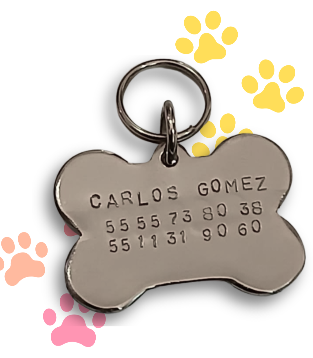 Placa grabada en forma de hueso