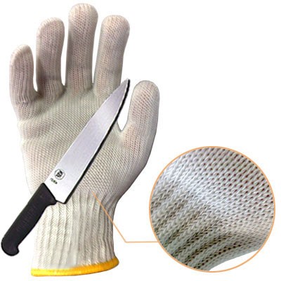 Luva tricotada com fios de aço