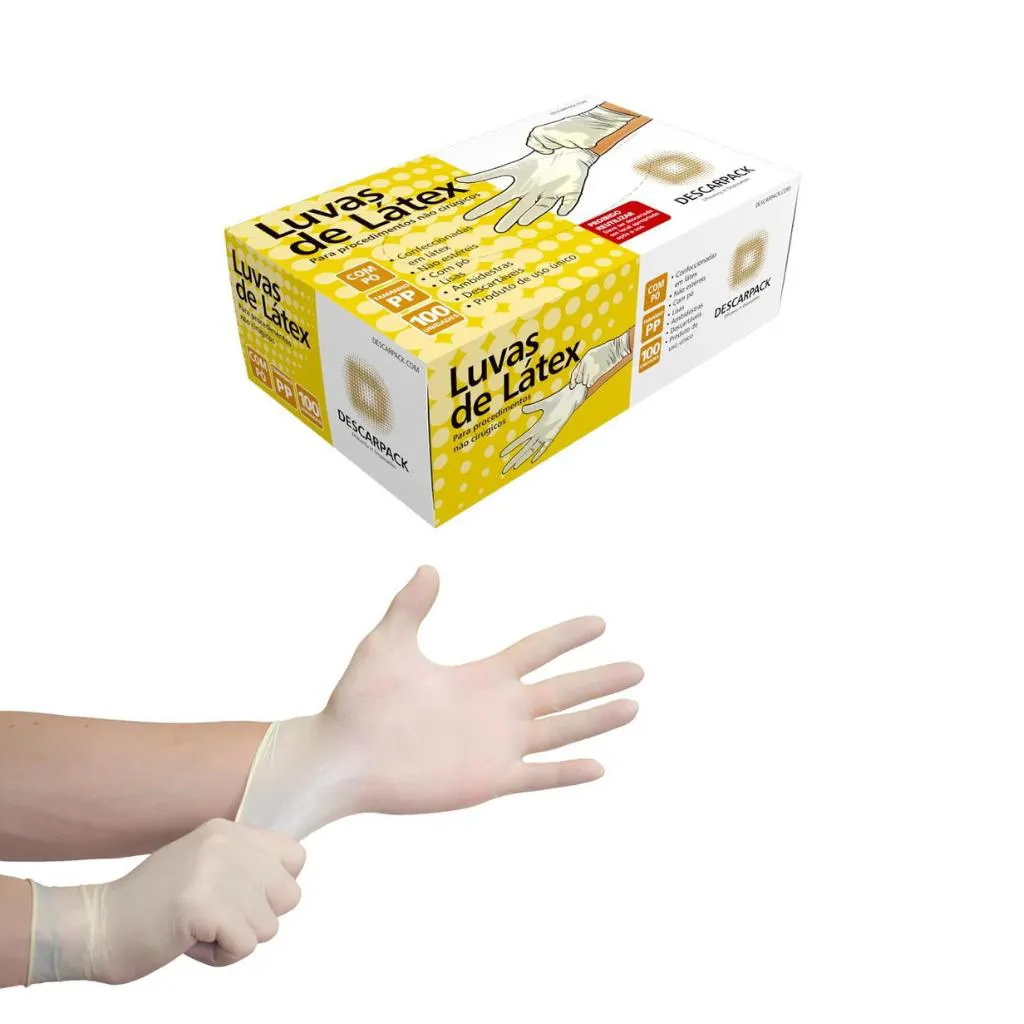 Luva cirúrgica de procedimento em Látex