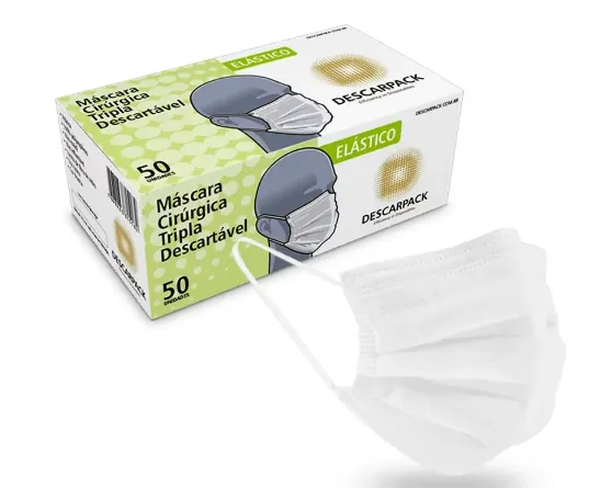 Máscara descartável Tripla Com Elástico