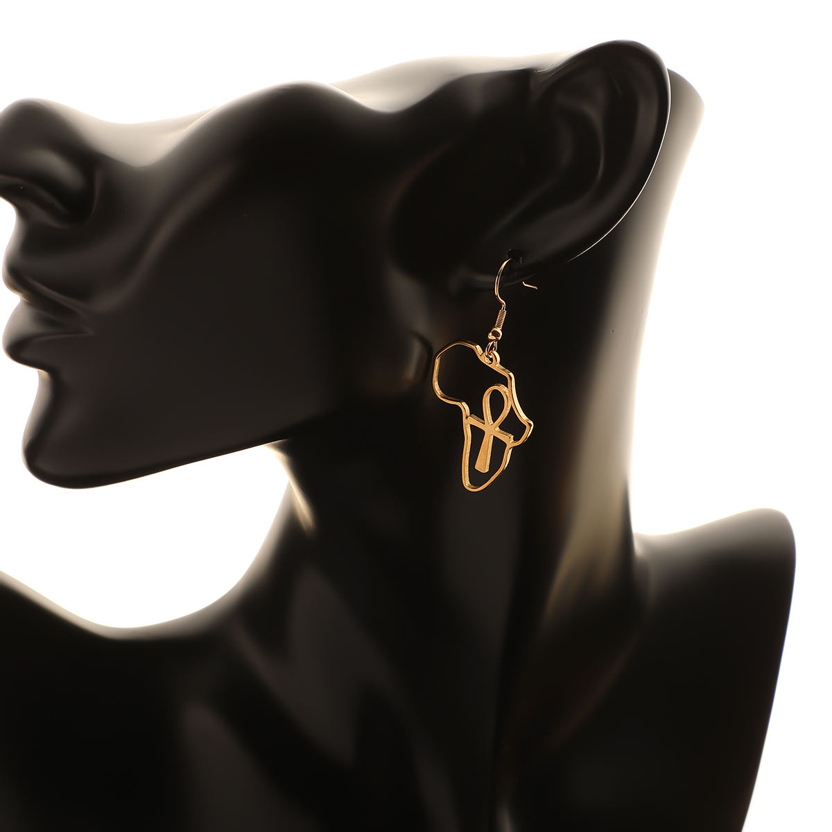 Abstract Face Gold Earrings