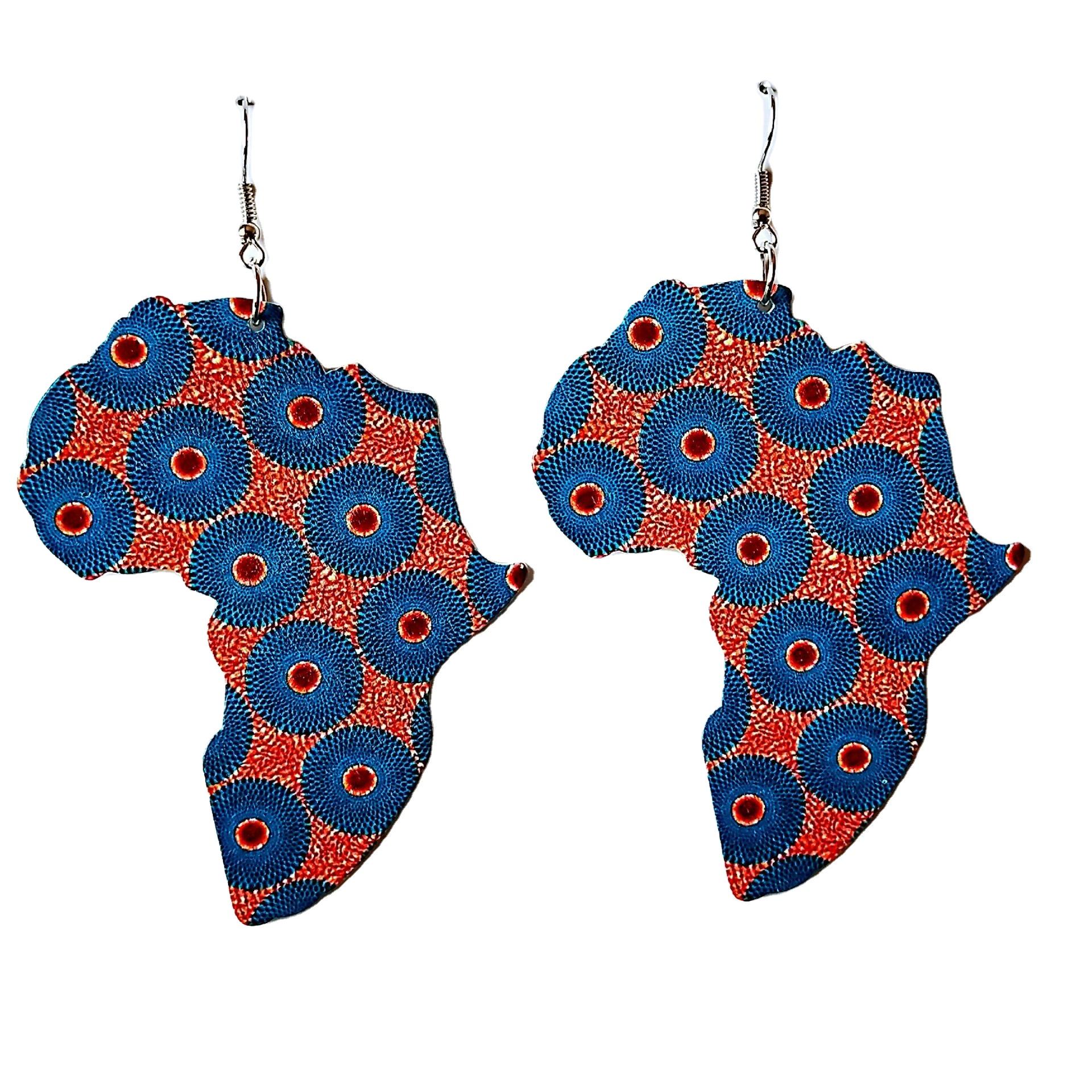 African Map Pattern Earrings