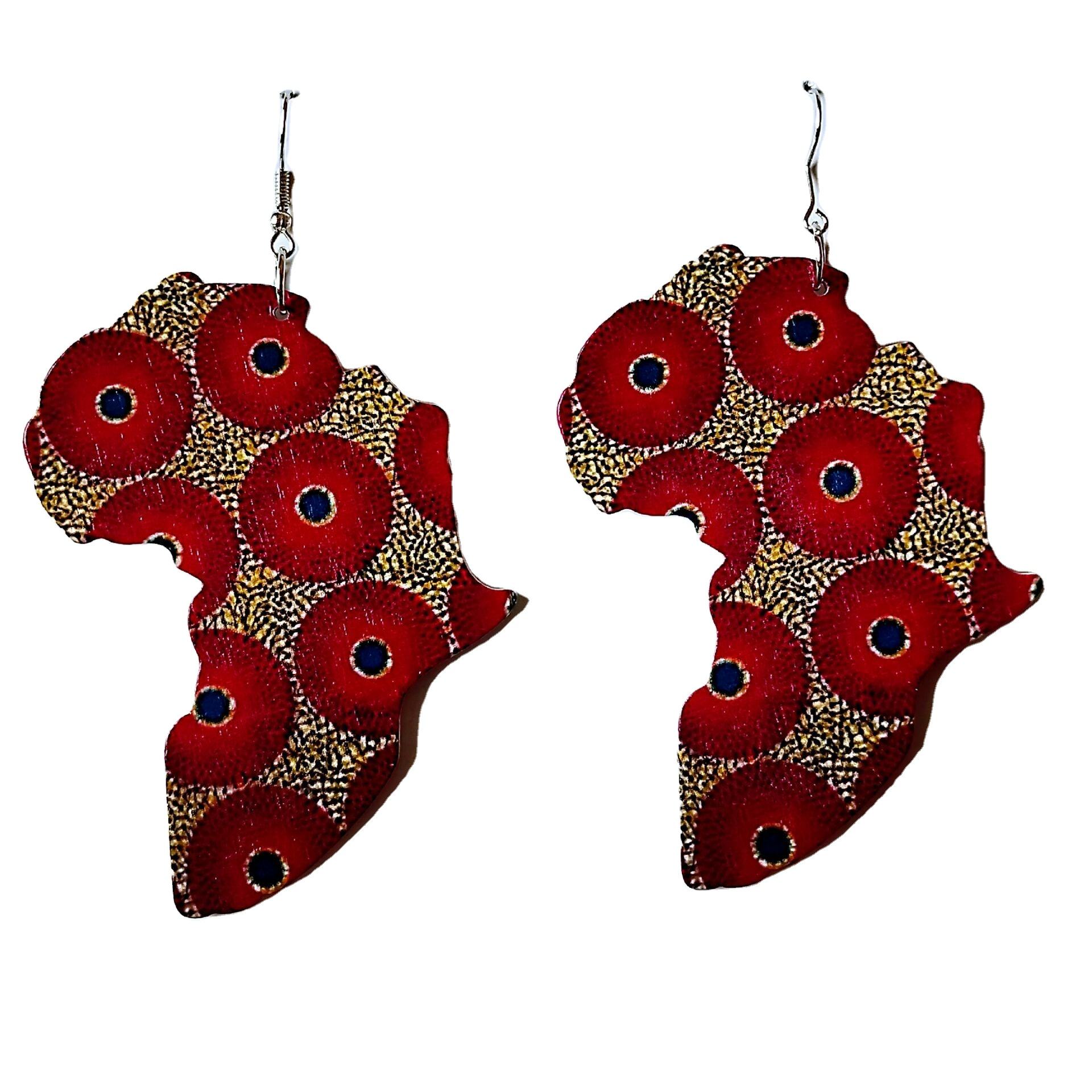 Africa Map Pattern Earrings