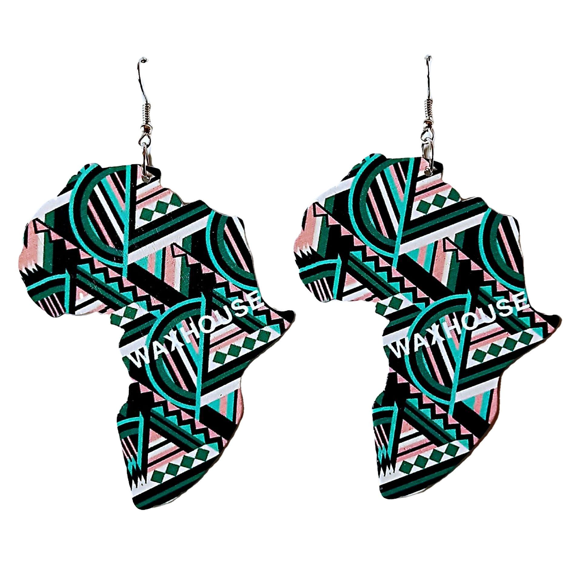 Africa Map Pattern Earrings