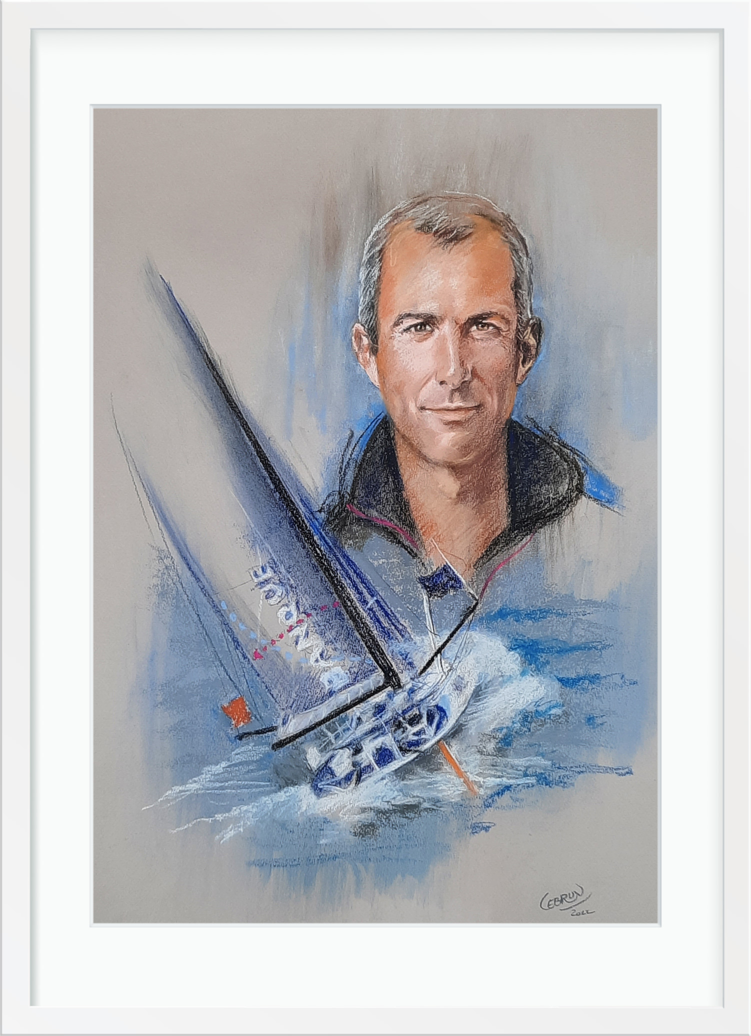 Portrait d'Armel Le Cléac'h aux pastels