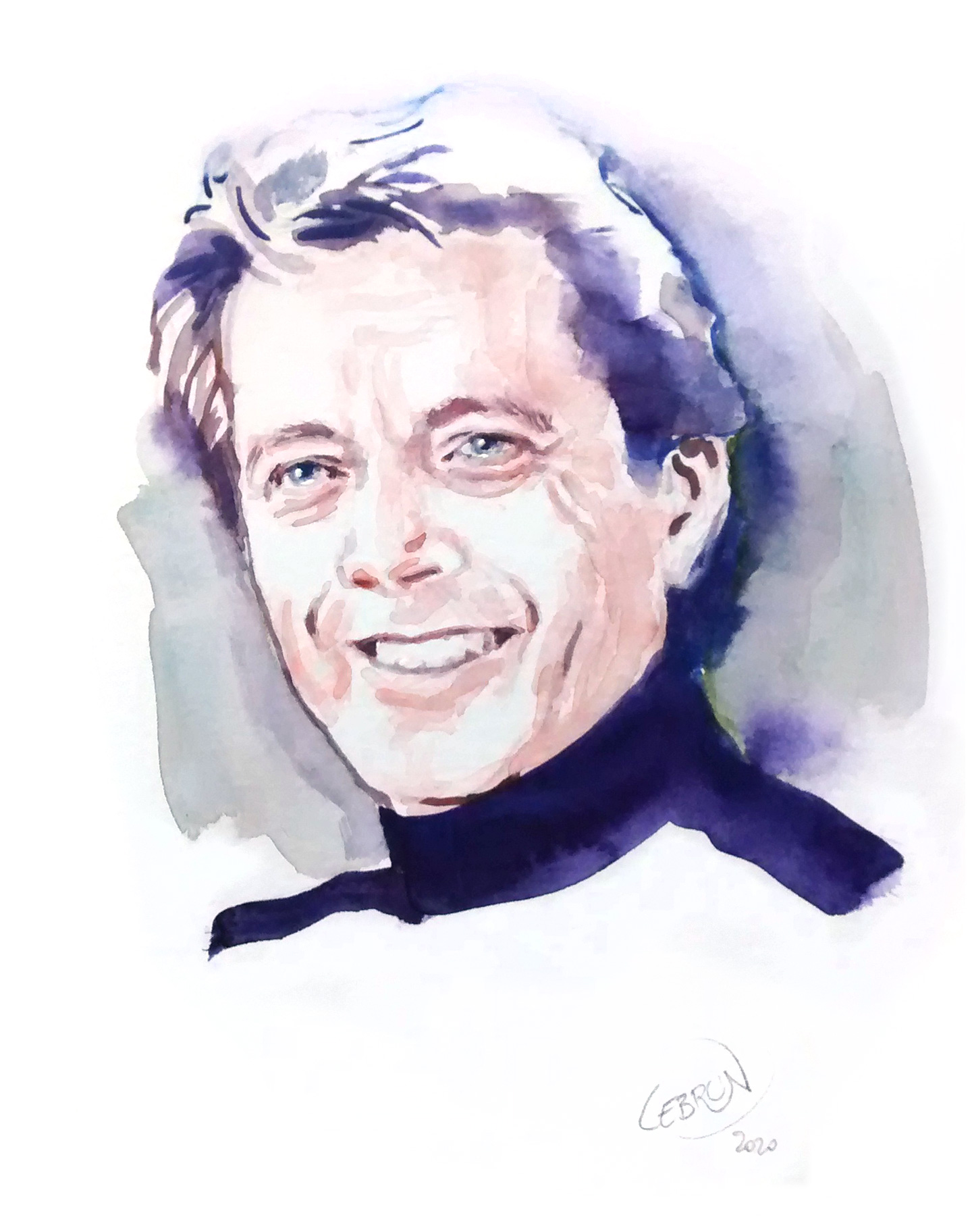 Portrait aquarelle de Bernard Giraudeau
