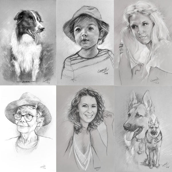 Portrait au fusain sur commande