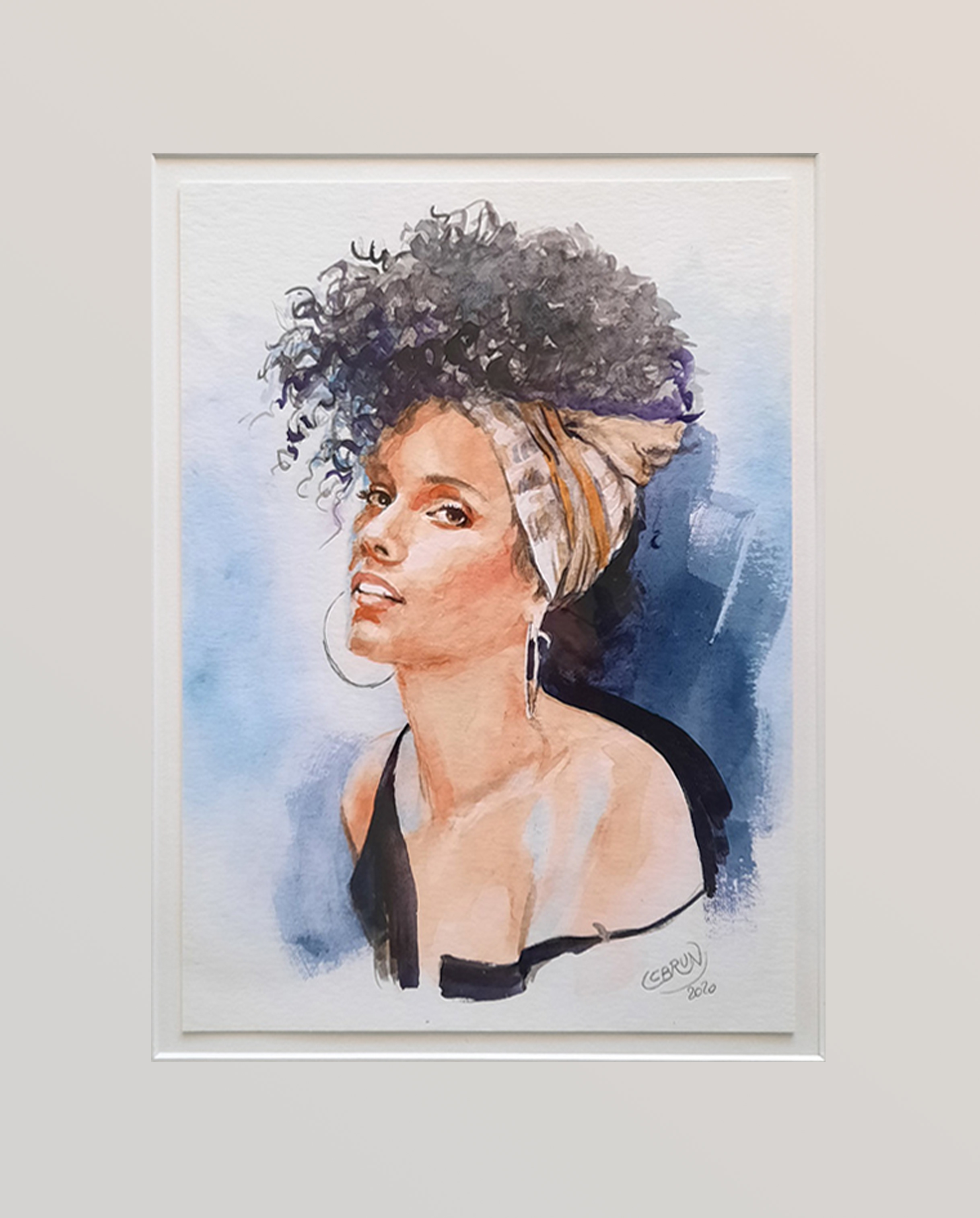 Portrait aquarelle d'Alicia Keys