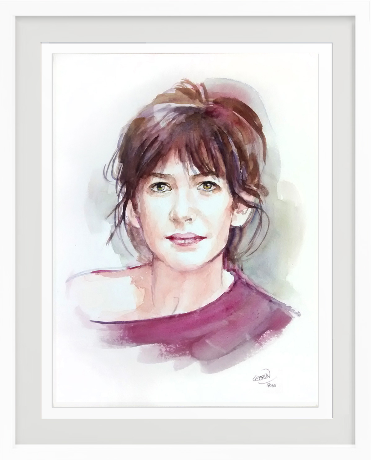 Portrait aquarelle de Sophie Marceau