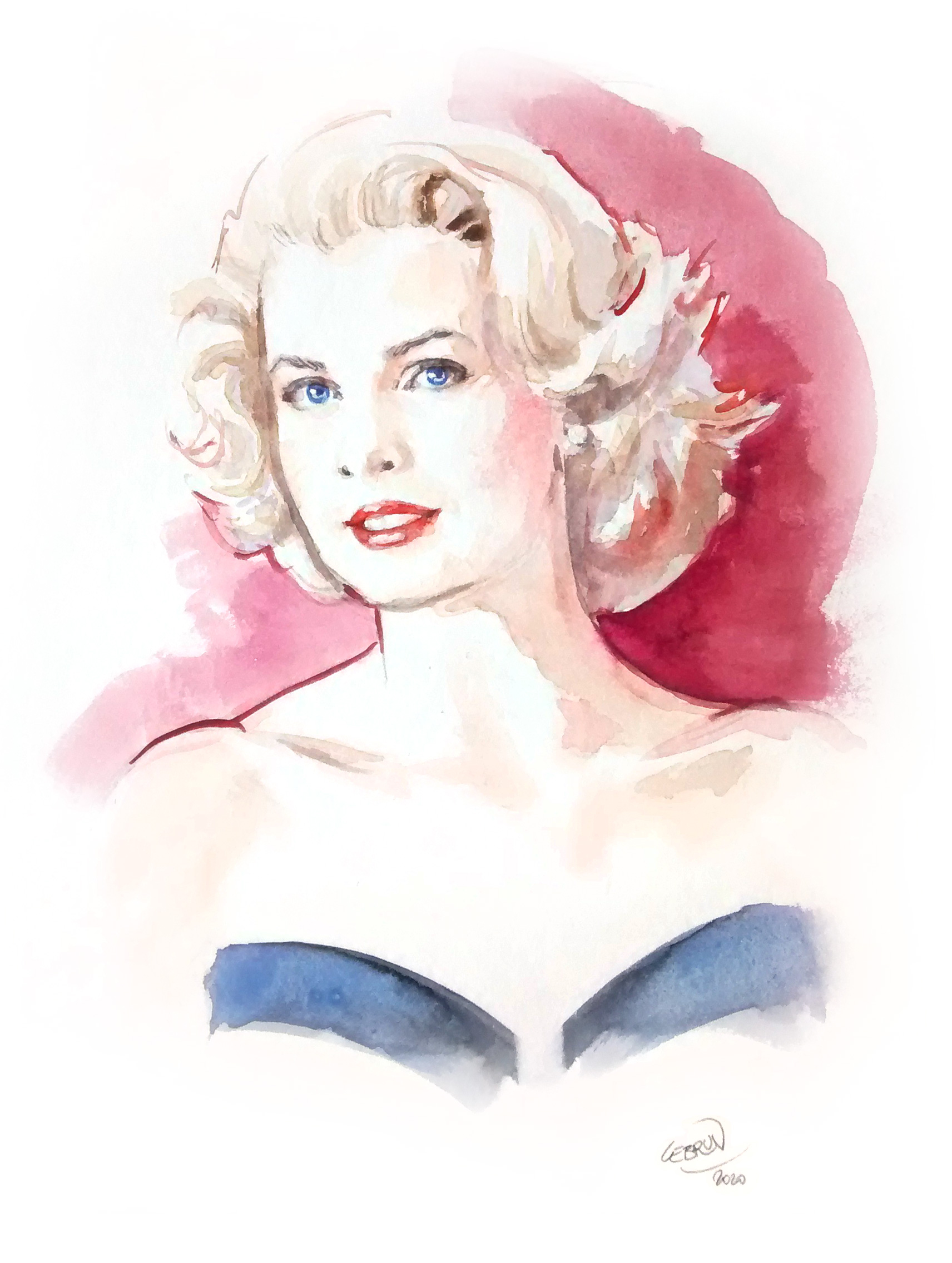 Portrait aquarelle de Grace Kelly