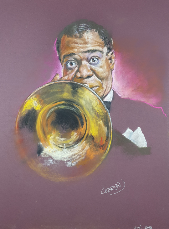 Portrait de Louis Armstrong aux pastels
